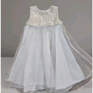 Catherine Malandrino Beige Gold Sleeveless Girls Party Dress Size 5T‎